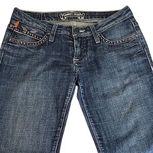 Robins Jean Womens 28 Dark Wash Wing Rhinestone Embellished Straight Leg Jeans